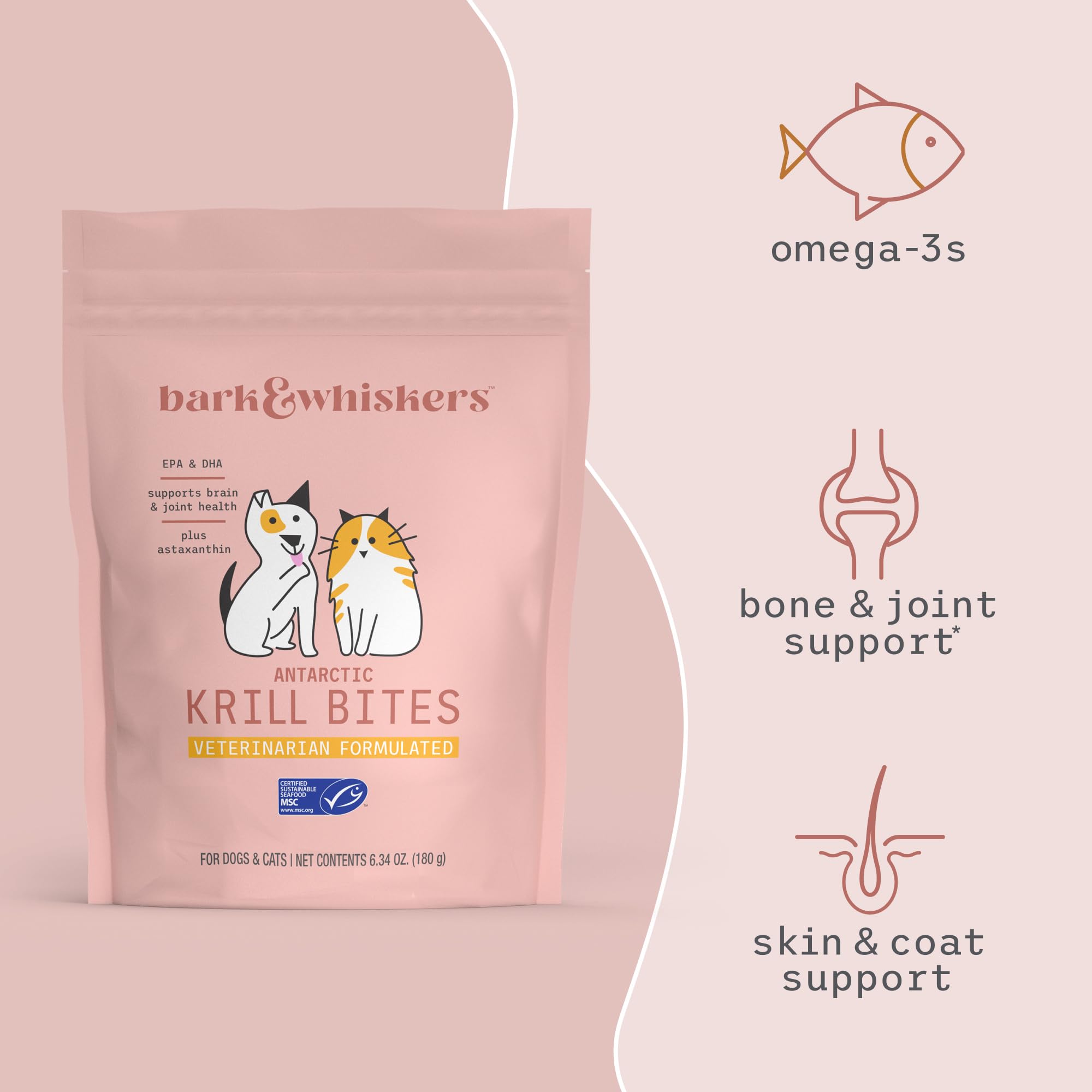 Bark & Whiskers Krill Bites - Omega-3 Fatty Acid Support - Sustainably-Sourced Antarctic Krill - Low Carb - Soft Chews for Dogs & Cats - 60 Chews - Image 3