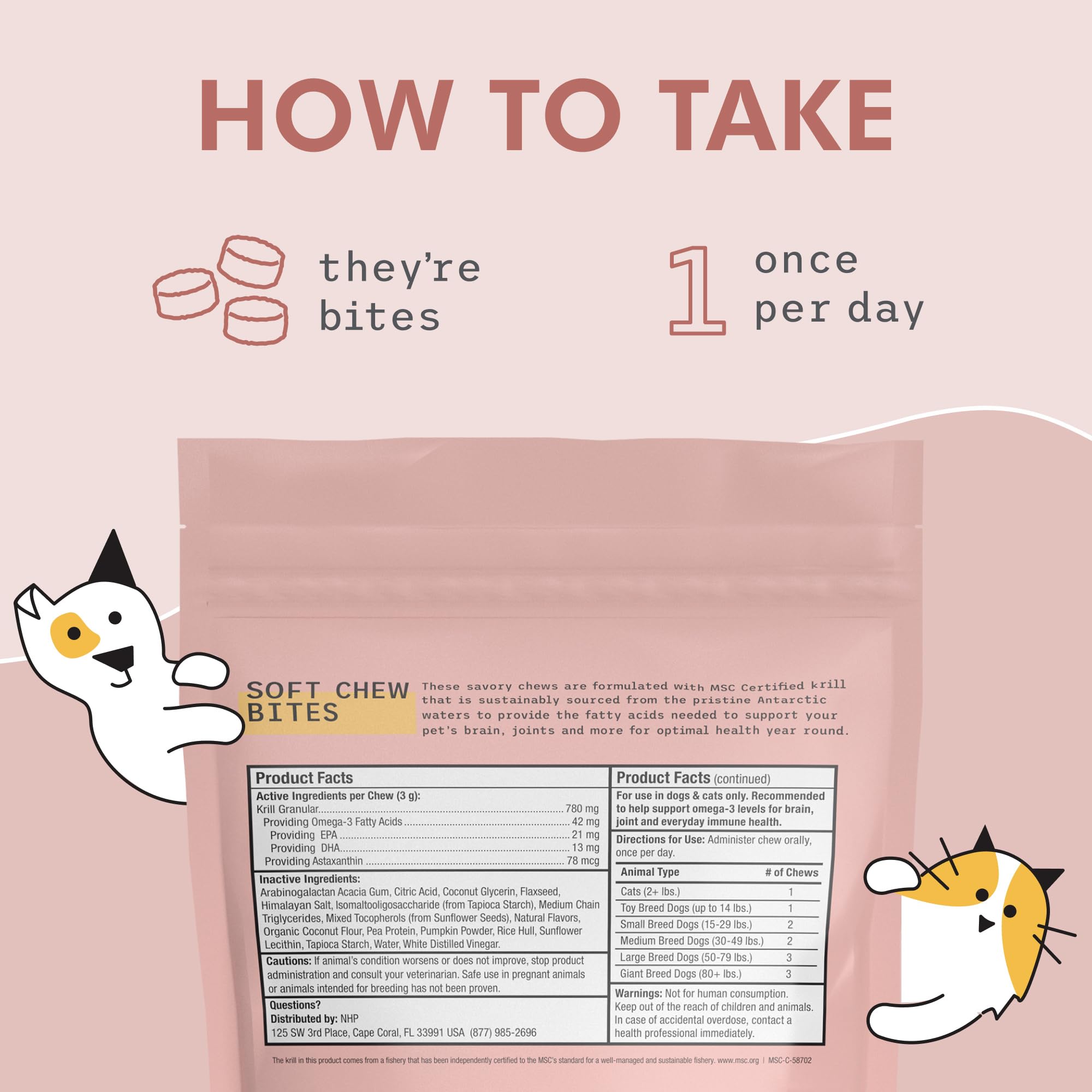 Bark & Whiskers Krill Bites - Omega-3 Fatty Acid Support - Sustainably-Sourced Antarctic Krill - Low Carb - Soft Chews for Dogs & Cats - 60 Chews - Image 5