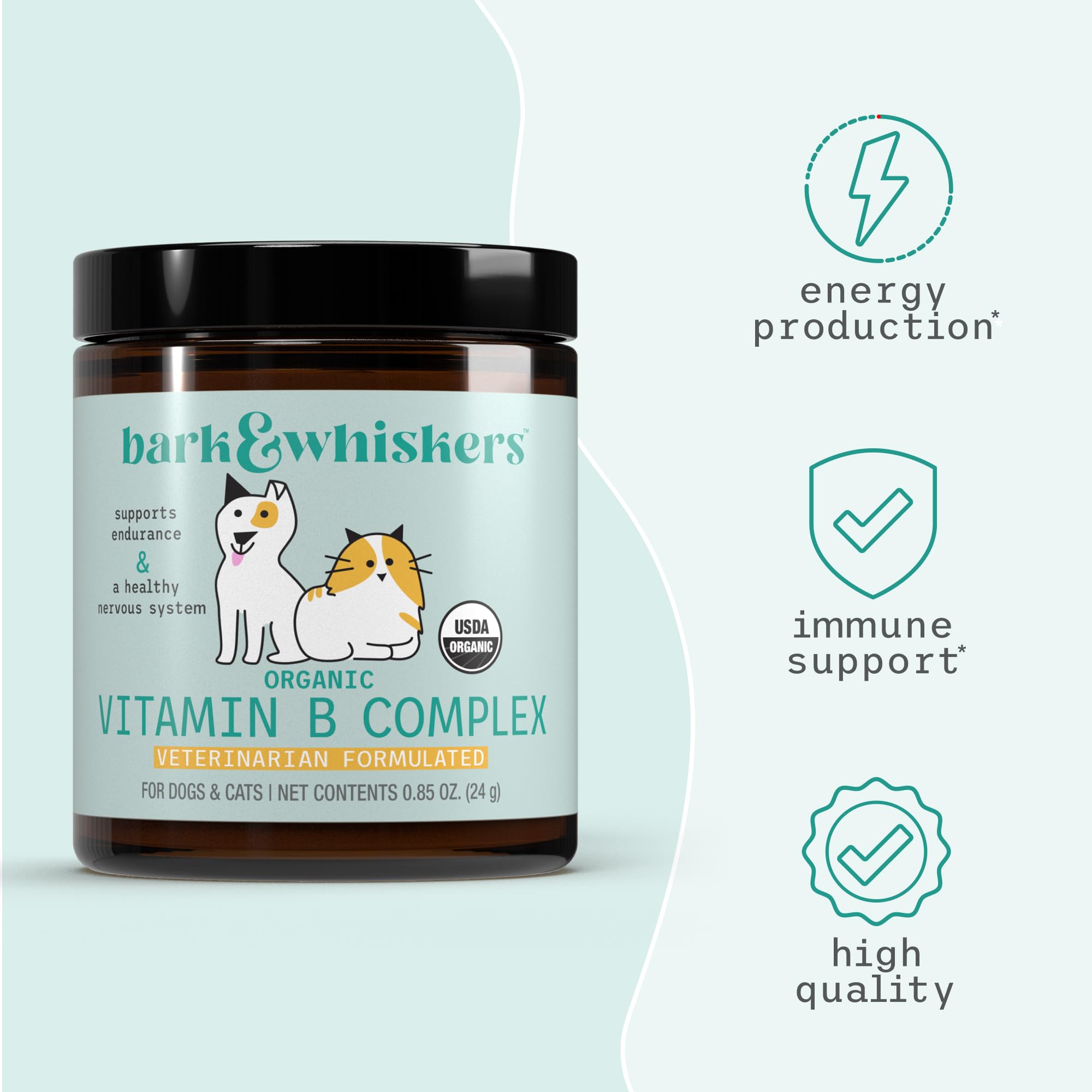 Bark & Whiskers Organic Vitamin B Complex - B Vitamins for Energy & Nervous System Support - for Cats & Dogs - USDA Certified - 0.85 oz - Image 4