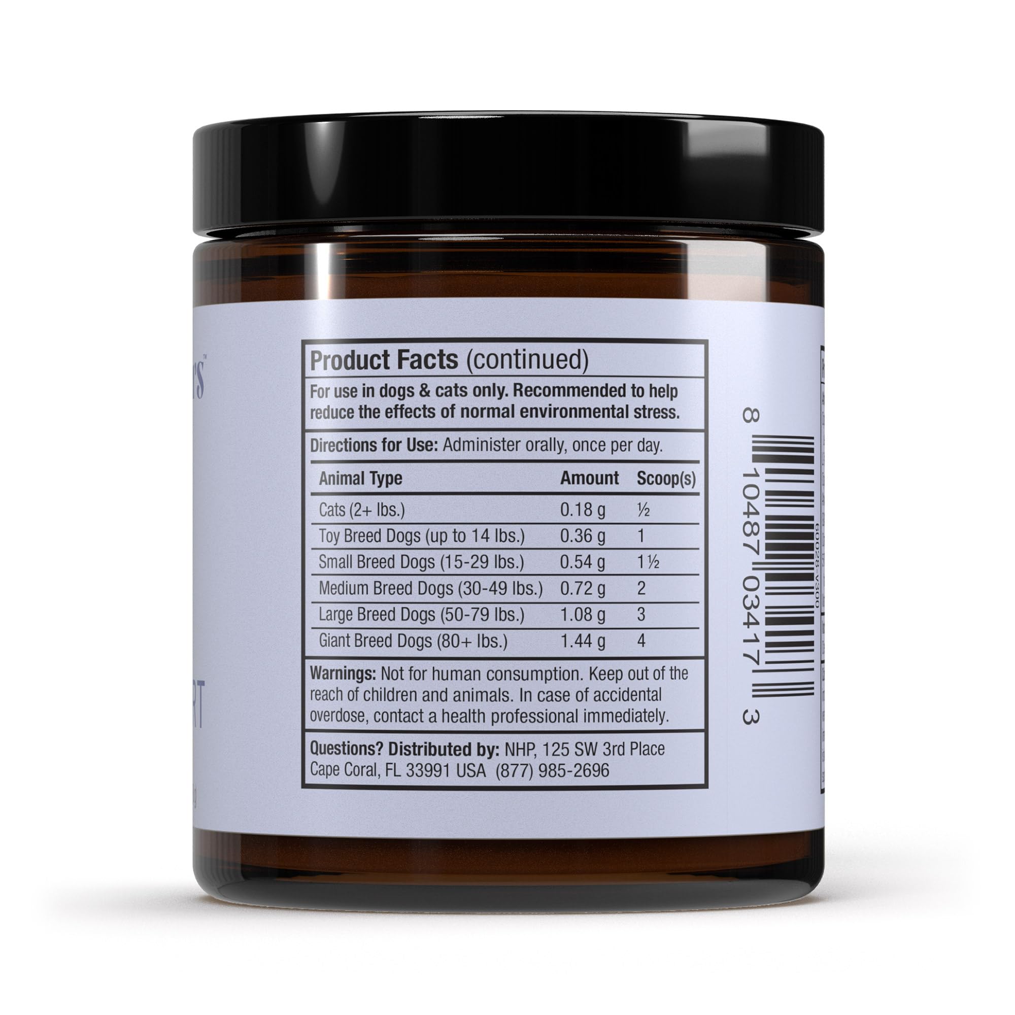 Bark & Whiskers Stress Support - Calm Support for Dogs & Cats - with Adaptogenic Herbs - L-Theanine & Ashwagandha - Cheddar Cheese Flavor - 1.29 oz. (102 Scoops) - Image 3