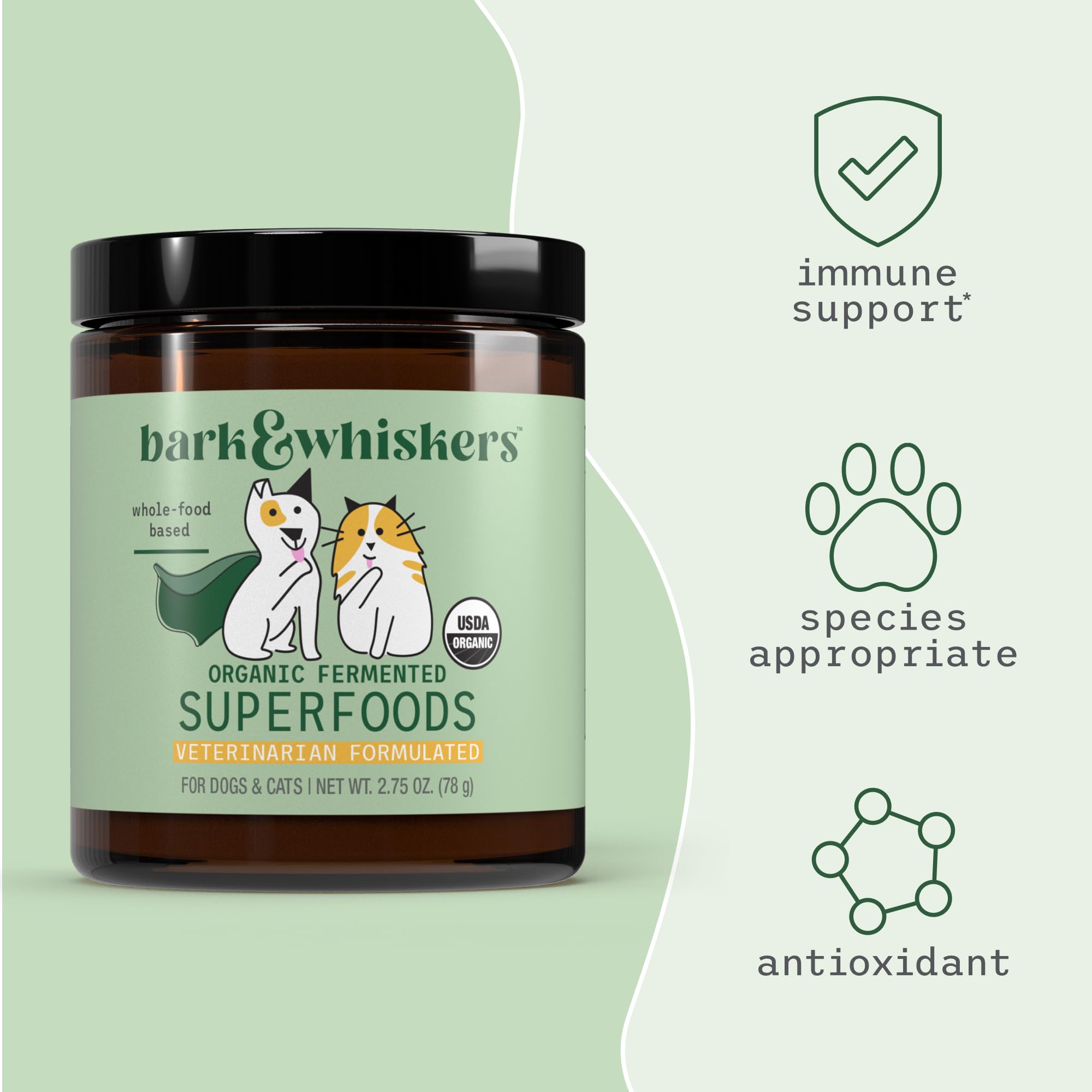 Dr. Mercola Bark & Whiskers Organic Fermented Superfoods - Nutrient-Rich Meal Topper for Dogs & Cats - with Antioxidants - Cheddar Flavor - USDA Organic - 60 Scoops - Image 4
