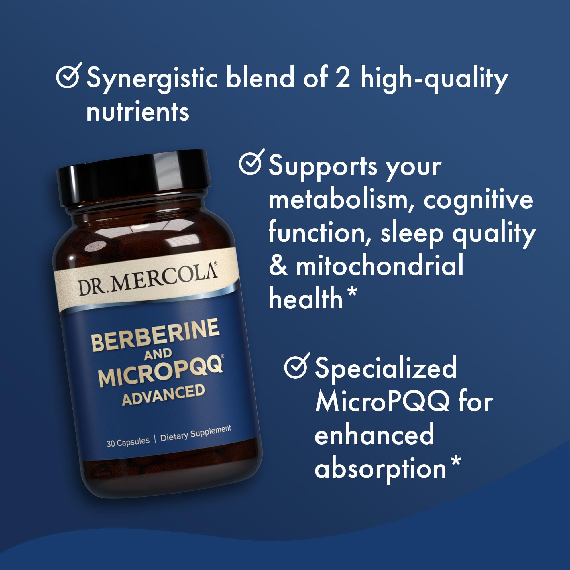 Dr. Mercola Berberine and MircoPQQ Advanced - Offers Metabolic, Mitochondrial, Brain & Immune Support - GMO-Free, Gluten-Free & Soy-Free - 30 Capsules (30 Servings) - Image 4