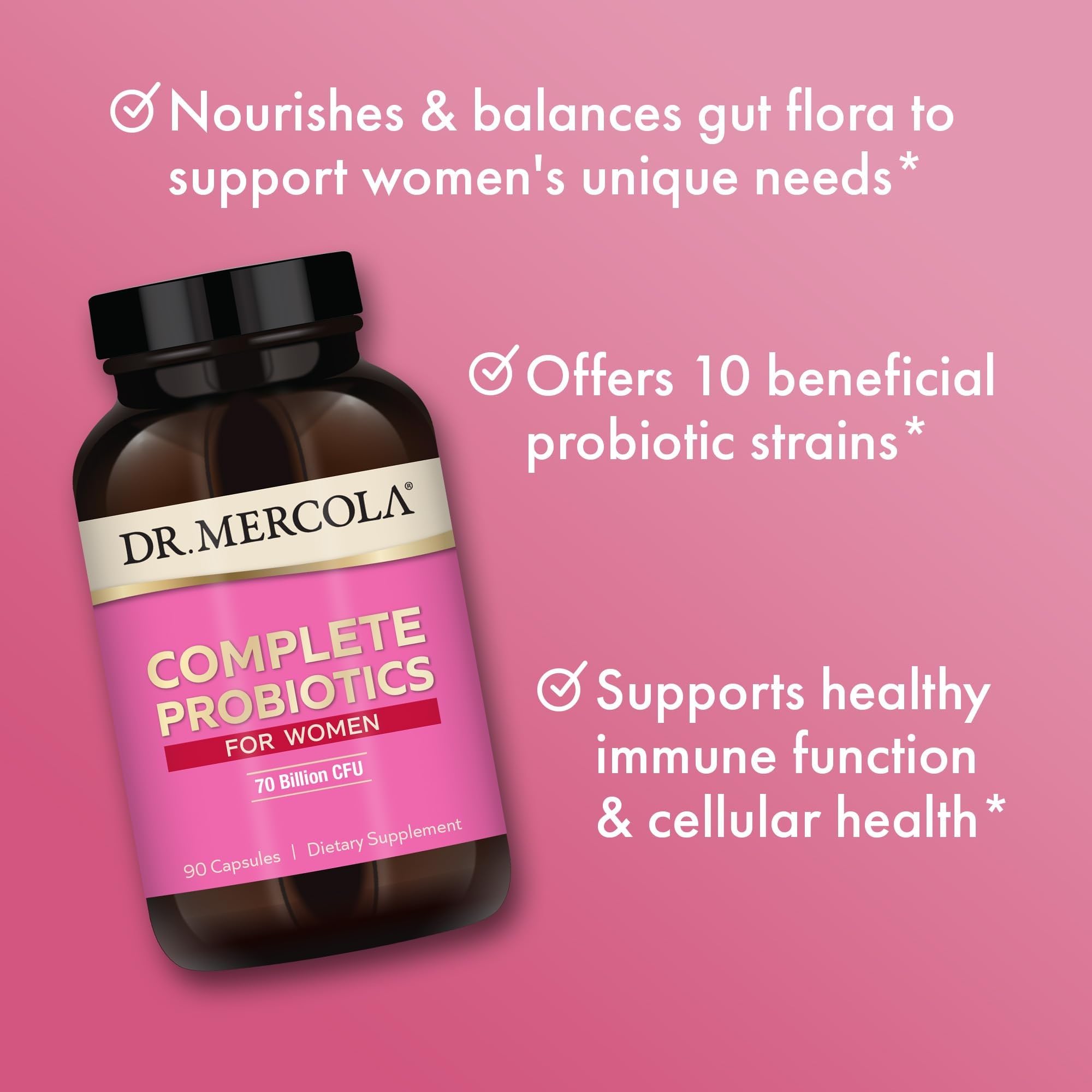 Dr. Mercola Complete Probiotics for Women - Supports Gut, Vaginal & Immune Health - Contains Lactobacillus Strains - Non-GMO, Gluten-Free & Soy-Free - 90 Capsules (90 Servings) - Image 5