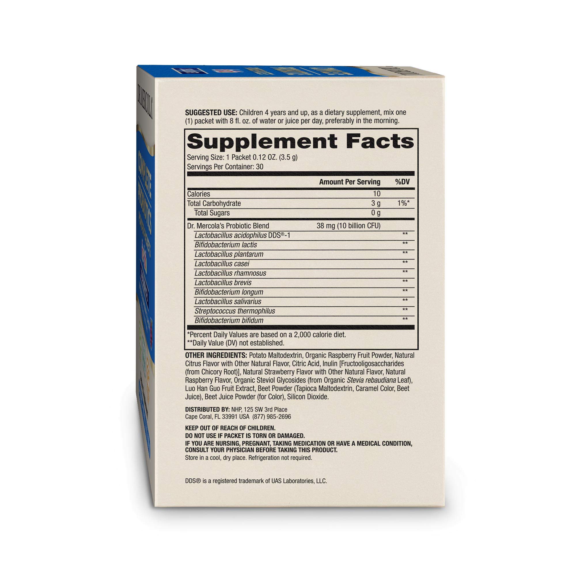 Dr. Mercola Complete Probiotics Powder Packets for Kids - Supports Digestive & Immune Health - 10 Strains - with Prebiotics - Non-GMO, Gluten-Free & Soy-Free - 30 Packets - Image 3