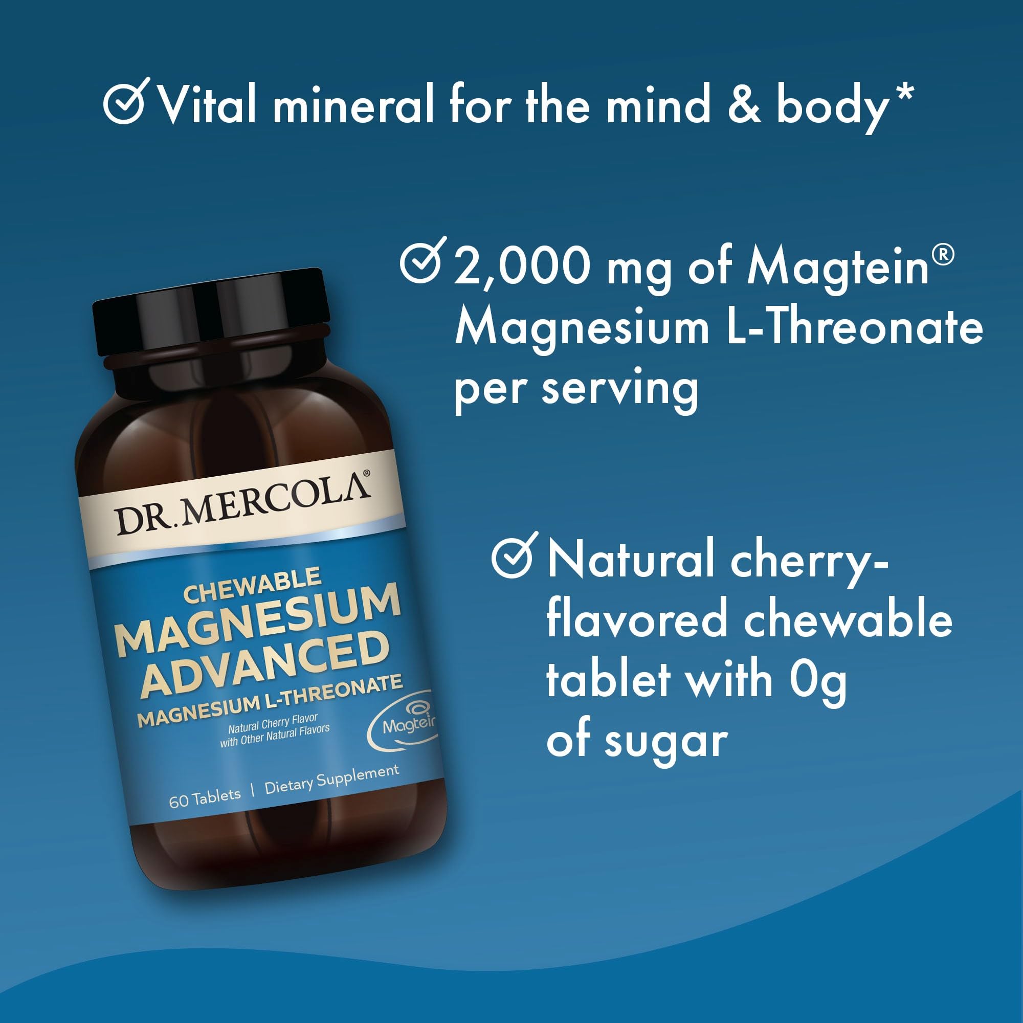 Dr. Mercola Magnesium Chewable Advanced, 30 Servings (60 Tablets), Dietary Supplement, Magnesium L-Threonate, Cherry Flavor, Non-GMO - Image 3