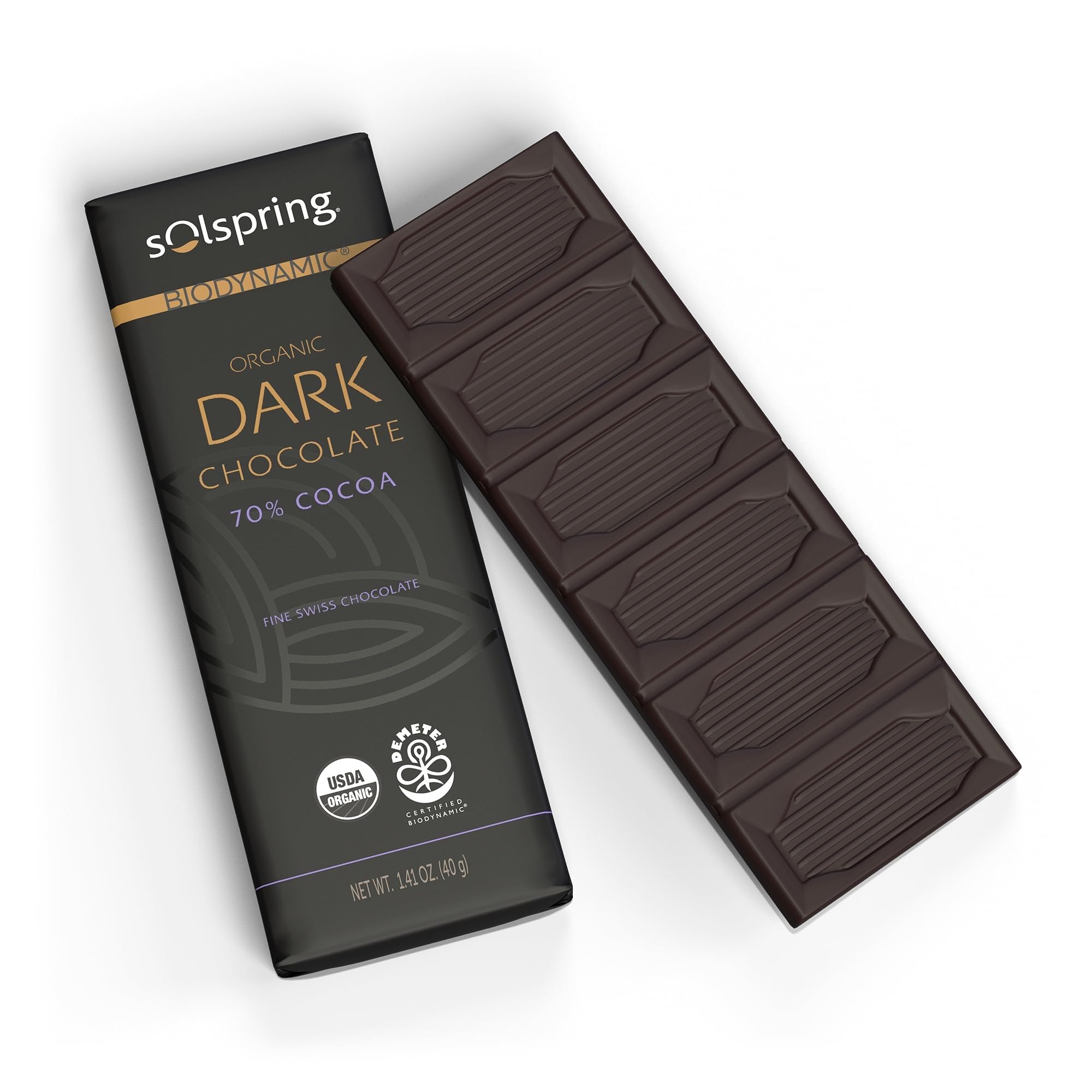 Dr. Mercola Solspring Dark Chocolate Bars - Biodynamic Organic Chocolate Snack - 70 Percent Cocoa - Cane Sugar - Gluten-Free, Non-GMO & Soy-Free - 1 Box (12 Bars) - Image 4