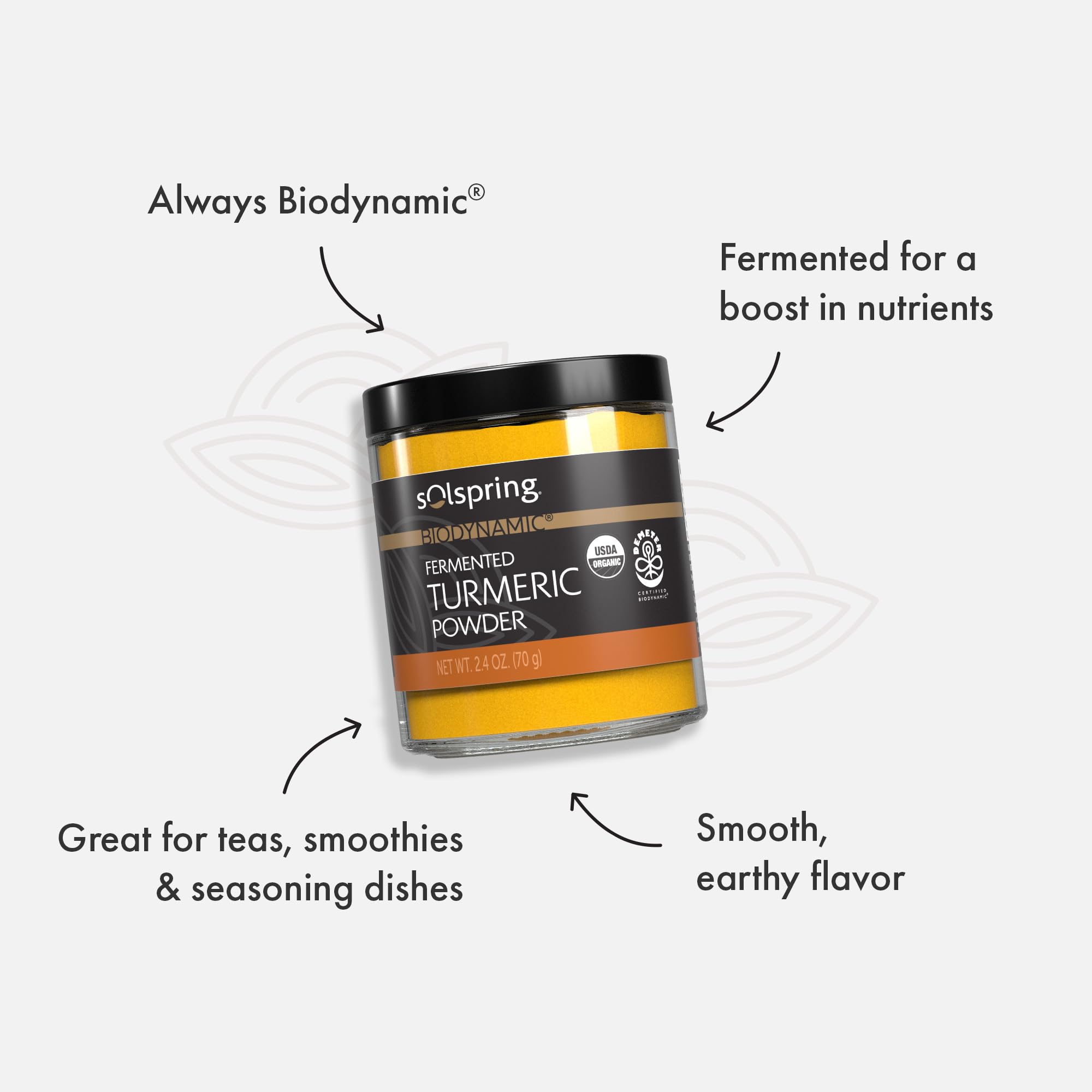 Dr. Mercola Solspring Fermented Turmeric Powder - Supports Cellular Health - Biodynamic Organic Turmeric - Enhanced Bioavailability - 2.40 oz (50 Servings) - Image 3