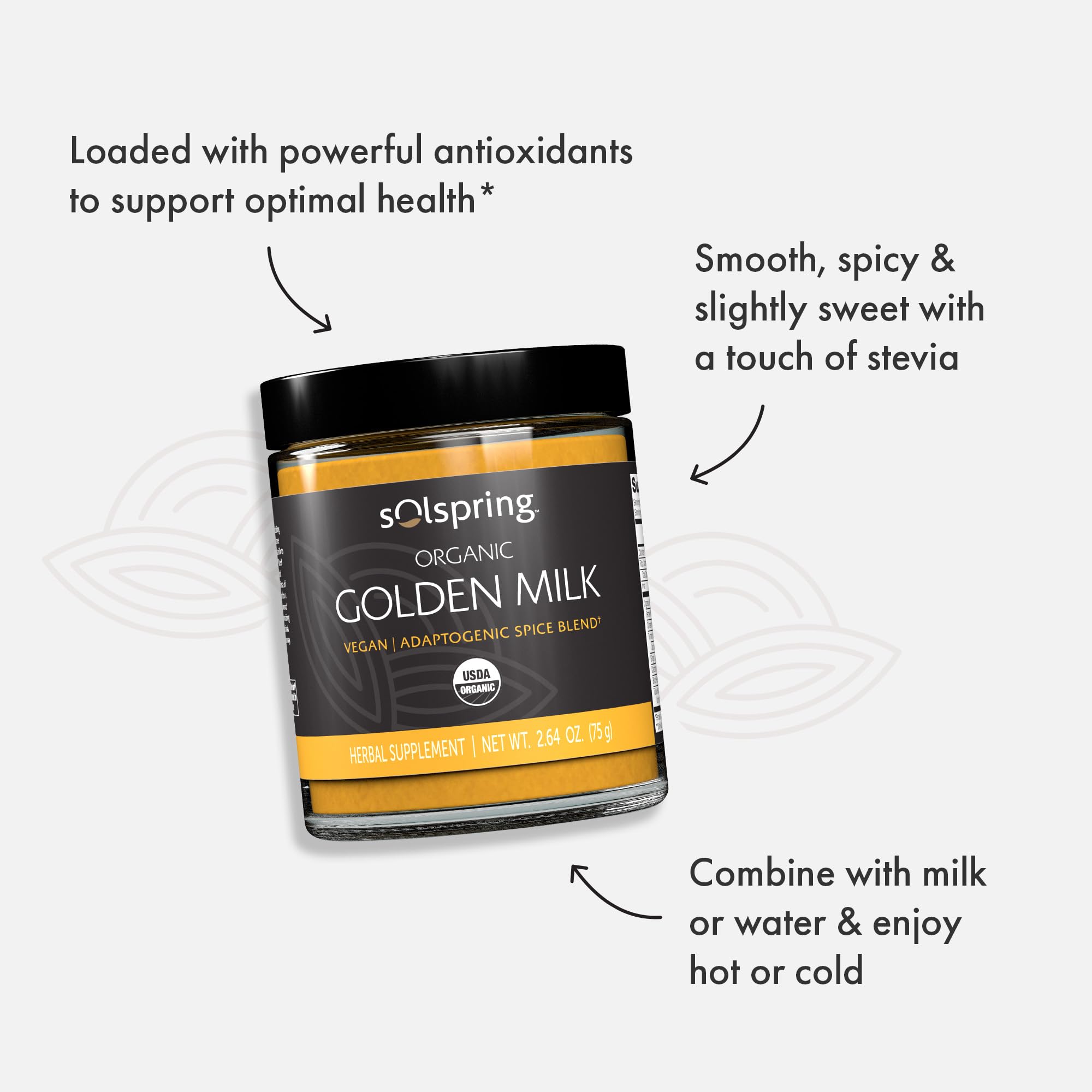 Dr. Mercola Solspring Golden Milk - Adaptogenic Support - Organic Turmeric Ginger Blend - Coconut Milk Base - Vegan Friendly - USDA Organic - 30 Servings - Image 3