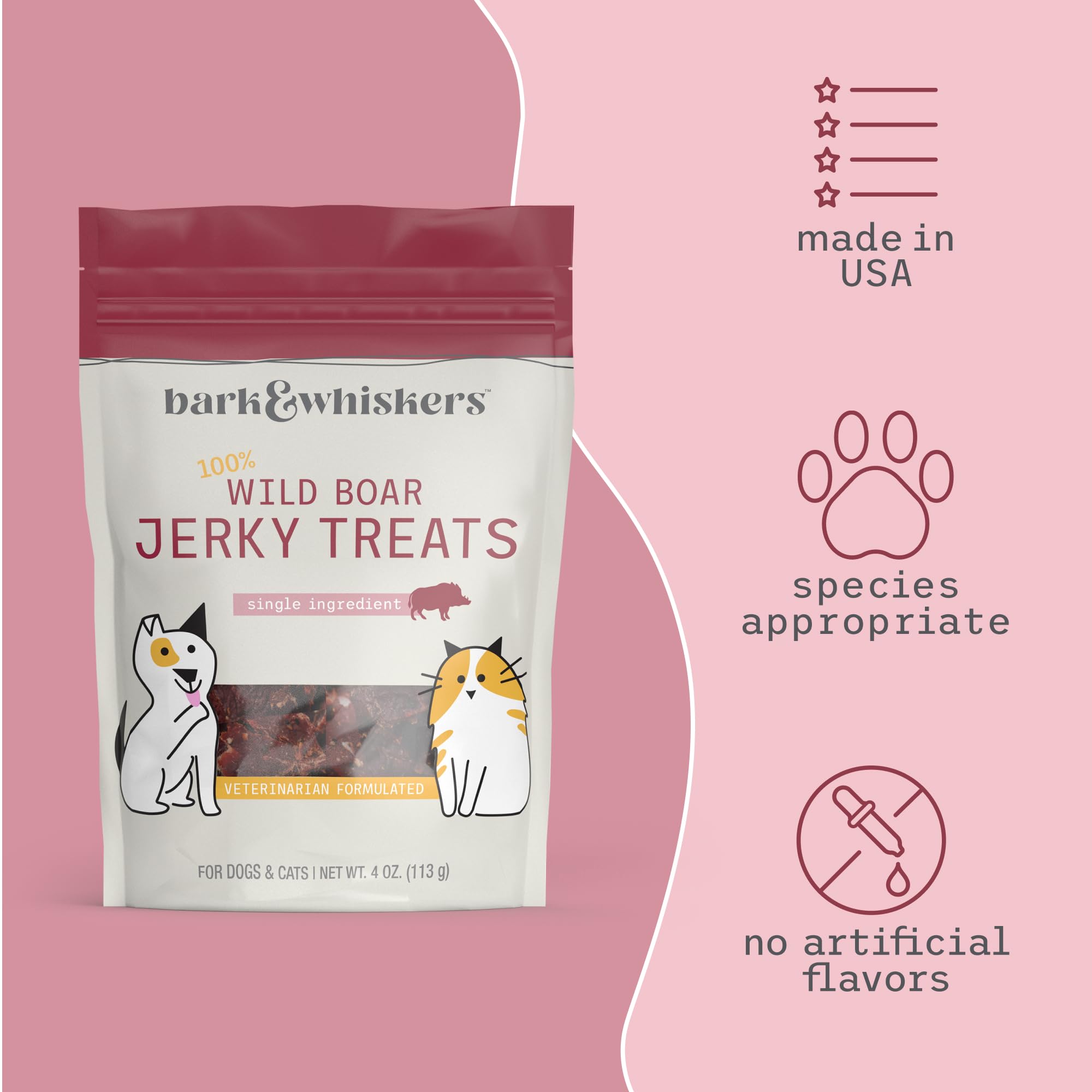 Dr. Mercola Wild Boar Jerky for Dogs and Cats, 4 oz. (113g), Made with Wild Boar, Non GMO, Gluten Free, Soy Free - Image 3