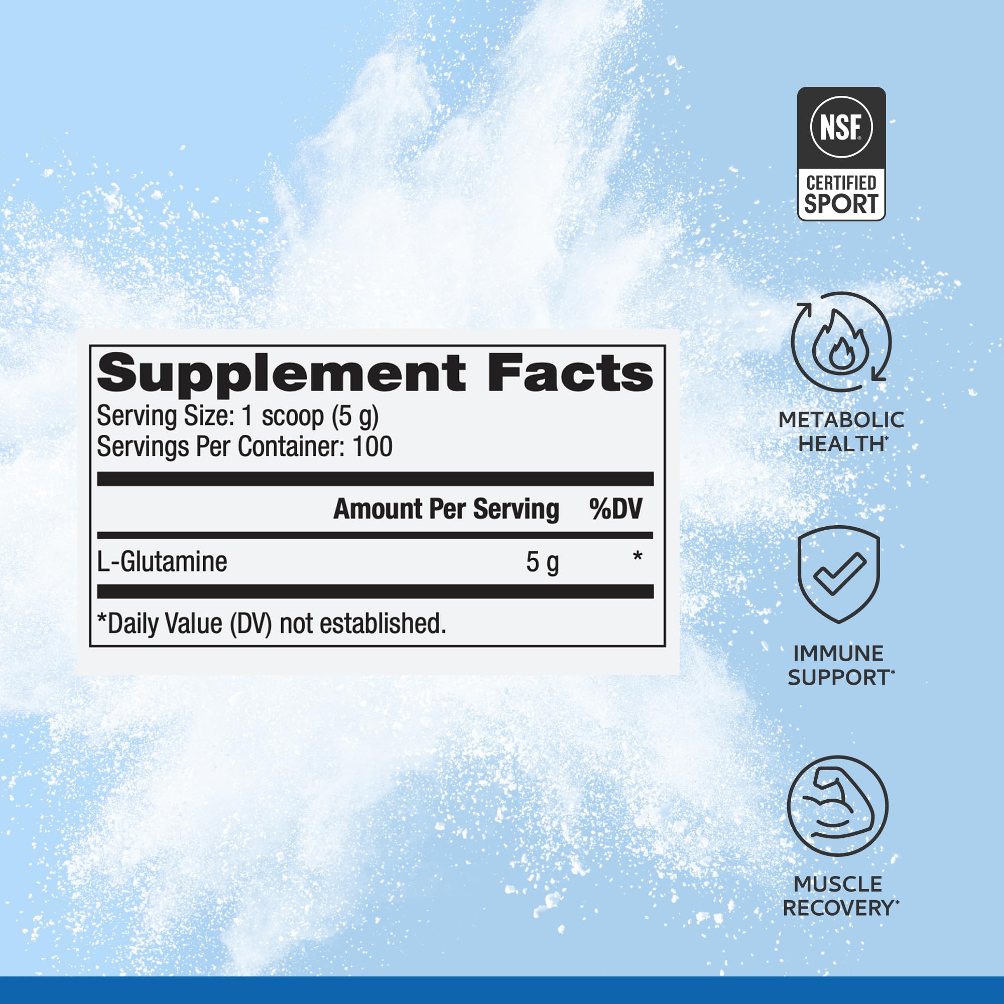 Pure Power L-Glutamine, Unflavored, 17.6 oz (500 g), 100 Servings (1 Jar), 5 g Per Serving, Non-GMO, NSF Certified for Sport, Dr. Mercola - Image 3
