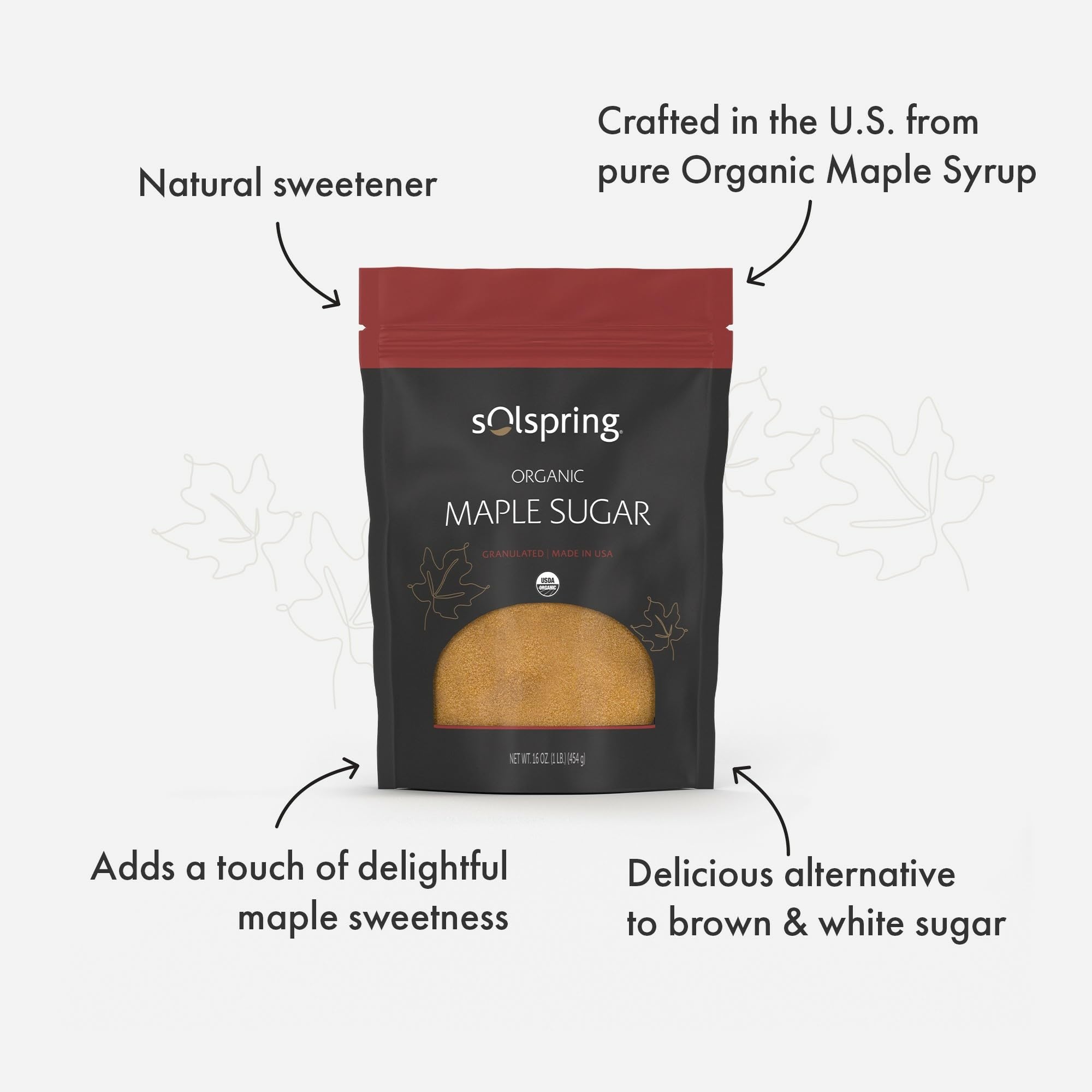 Solspring Organic Maple Sugar, 16 oz, Granuated, Made in U.S.A, Sugar Alternative, Certified USDA Organic, Dr. Mercola - Image 3