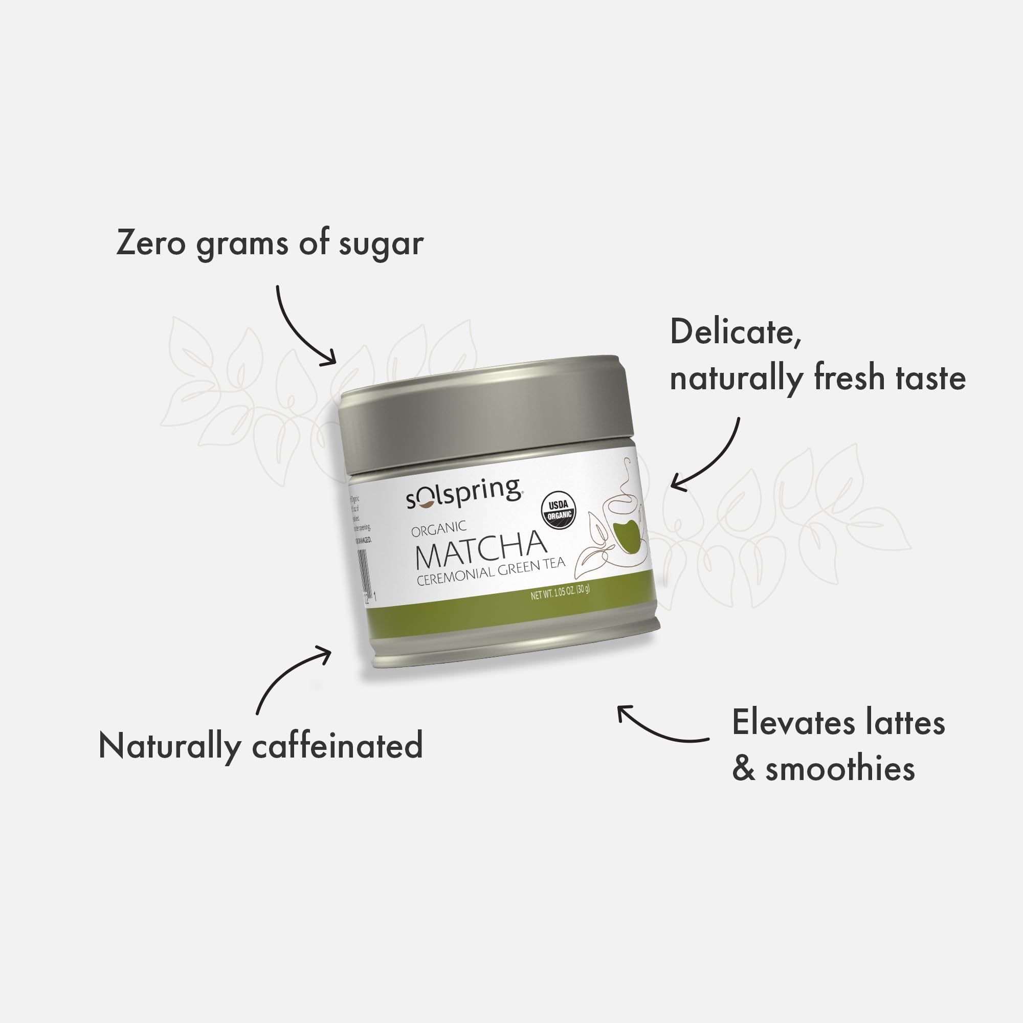 Solspring Organic Matcha Ceremonial Green Tea, 23 Servings (1 Tin), Certified USDA Organic, Non-GMO, Gluten Free, Soy Free, Dr. Mercola - Image 4